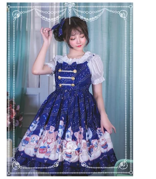 Elev japonez dulce lolita rochie retro falbala bowknot talie mare drăguț de imprimare rochie victoriană fata kawaii lolita gotic jsk