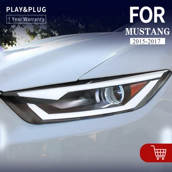 Styling auto Faruri Pentru Ford Mustang Faruri 2015-2017 Lumină LED-uri Lampă de Cap de Styling Auto DRL Semnal Proiector Lentilă Acces Auto