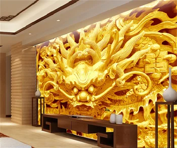 3D tridimensional de aur dragon camera de zi dormitor hotel de fundal autocolante de perete personalizate 3D orice dimensiune tapet mural papel