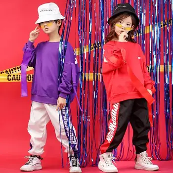Copiii Hip Hop Tinutele Vestimentare Casual Top Si Pantaloni pentru Fete Baietii de Jazz, Dans, Costume de Dans Haine Purta