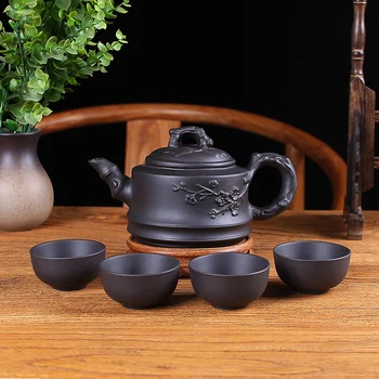 De uz casnic Kungfu Set de Ceai de Mare Capacitate Nisip Violet Ceainic cu 4cups Yixing Filtru Zhu Ceainic de Lut Negru, Rosu
