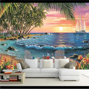 XUE SU Personalizate pictura murala mare tapet living home decor fundal pentru perete copac de nucă de cocos mare, mare, peisaj frumos