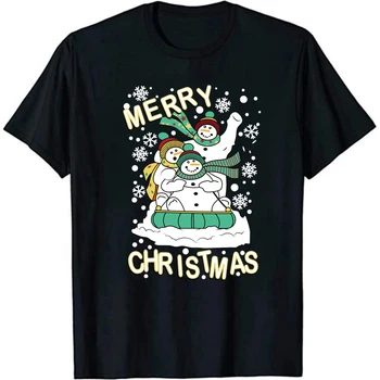 Drăguț Om De Zăpadă De Crăciun Tricou Vrac Gât Rotund Pulover Maneca Scurta Top De Moda Doamnelor Tricou Hipster Merry Christmas Tee