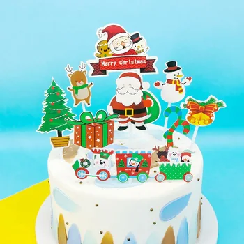 2023 An Nou Fericit Merry Christmas Cake Topper Set Pom de Crăciun Cupcake Topper pentru Petrecerea de Craciun Decoratiuni Tort de Crăciun