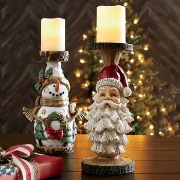 Moș Crăciun, Om De Zăpadă Lumânare Ornament De Crăciun Rășină Lumanarilor Decor Acasă Living Desktop Decoratiuni Cadou Meserii