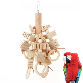 Mare Papagal De Jucarie Ruperea Naturale, Blocuri De Lemn Pasăre Guma De Jucarie Papagal Cușcă Musca Jucărie De Protecție A Mediului Păsări Papagal De Jucarie