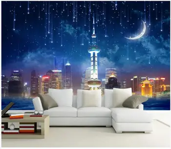 foto personalizate 3d wallpaper HD orașul noaptea cerul înstelat de fundal living home decor 3d picturi murale tapet pentru pereți 3 d