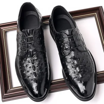 Brand Designer de Bărbați Rochie Pantofi din Piele Britanic Relief din Piele Negru Barbati Petrecere Formală Mens Pantofi