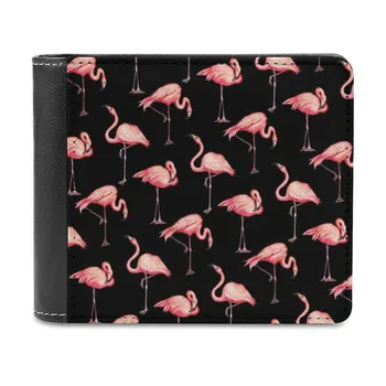 Flamingo Model-Portofel Din Piele Neagra Titularul Cardului De Credit, Portofel De Lux Flamingo Roz Retro Vintage Animale Personalizate Portofel