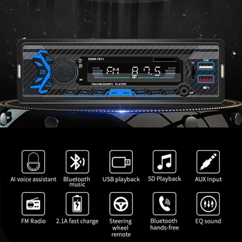 1 DIN Car Audio Stereo Bluetooth Auto Cu USB USB/SD/AUX Card FM MP3 Player, PC-uri de Tip:ISO 7811