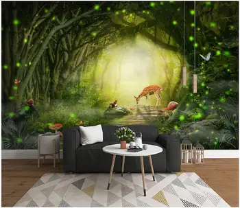 Personalizat murale 3d foto tapet Modern de vis pădure verde elan veveriță home decor camera tapet pentru pereți 3 d în rulouri