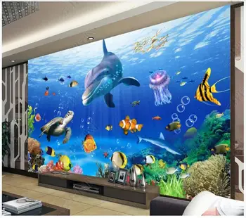 Foto personalizat tapet pentru pereți 3 d Underwater World Animal Marin Delfin TV de Perete de Fundal Pictura Pictura Decorativa