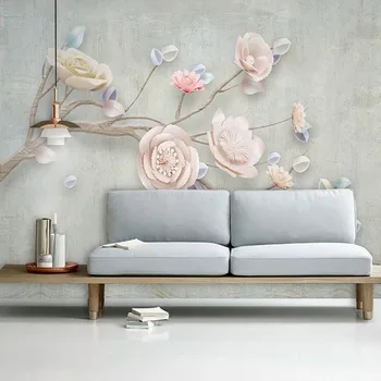 Personalizat Murală Tapet Modern, de culoare Roz Mici Proaspete 3D Flori de Fundal de Perete TV Canapea Decor Acasă Papel De Parede Decorative Tapety