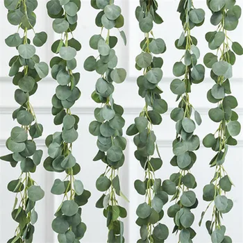 2m/string Artificial Verde Eucalipt Ghirlanda de Frunze de Fals Viță-de-vie Rattan Artificial Plante Iedera Cununa de Perete Decor de Nunta