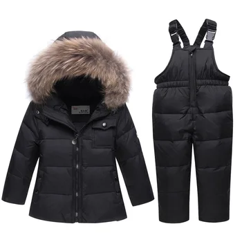 2020 Moda Jachete pentru Copii + Pantaloni Salopete Haine de Iarnă pentru Băieți Fete Haine de Iarna rus Hanorac Copii Snow Purta Costum