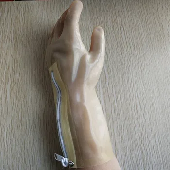 Latex Transparent și Alb Five Finger Nou Stil Mănuși Cu Fermoar Dimensiuni S-XL