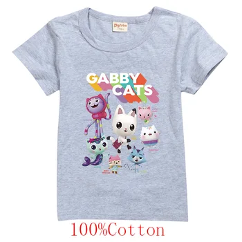 Gabby Pisici T-shirt pentru Copii cu PISICI-TASTIC Haine Bebelus Fete Maneci Scurte Topuri de Bumbac pentru Copii Îmbrăcăminte Casual, O-neck Tricou