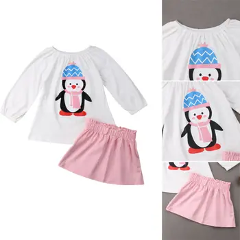Nou-născut Copilul Fetita de Pe Umăr de Desene animate T-shirt, Blaturi+fusta de Balet de Fuste Costume Set Casual Costum de Fete