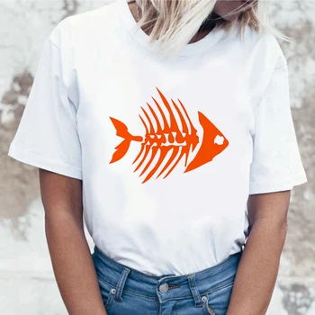 Grafic teuri topuri trase de Mână oase de pește tricouri femei amuzant tricou O-neck T-shirt de Epocă Ullzang Mujer_T-Shirt