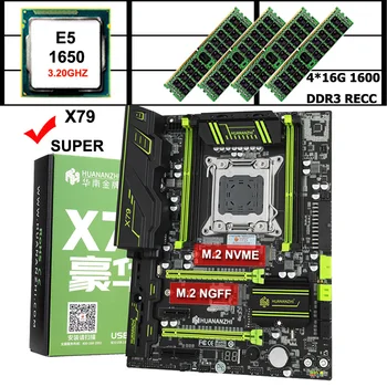 HUANANZHI X79 Super Gaming Placa de baza cu Dual NVMe M. 2 SSD Slot CPU Xeon E5 1650 3.2 GHz SR0KZ Mare Brand RAM 64G 4*16G REG ECC