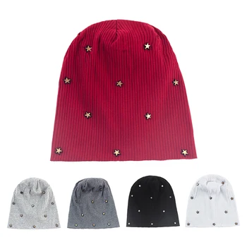 Femei Simplu Stripe Beanie Hat Stele Accesorii De Toamna Si Iarna Tricotate Pălării Doamna Femme Largi Chelioși Căciuli Cald Slouchy Capace