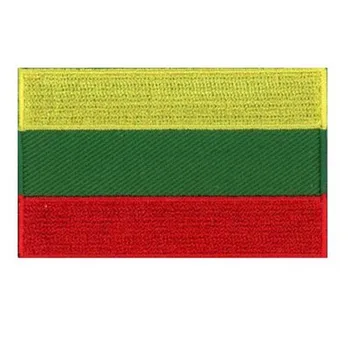 Lituania Flag Patch-uri Brodate Personalizate Etichete de Îmbrăcăminte Diagonal cu tv cu Broder și Fierul de călcat Pe Suport Accepta Personalizate MOQ50pcs