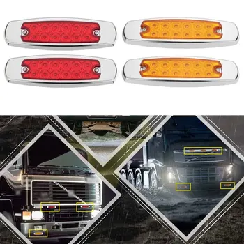 4buc Rosu+Amber 12LED Lampă de poziție Laterală Clearance Lumina Formă de Pește Trailer w/ Montare cu Șurub Pentru Camioane Atv-uri 4x4 Off-road Vehicule
