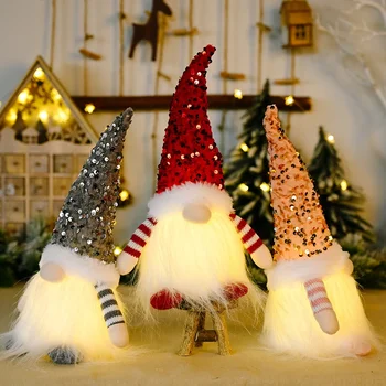 Noi 30cm Crăciun Doll Elf Pitic cu Lumina Led-uri Decoratiuni de Craciun pentru Casa de Crăciun Crăciun Anul Nou 2023 Copii Cadouri