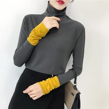 Noua Moda de Iarnă Pulover pentru Femei de Înaltă Gât Guler Bluza Jacheta Mâneci Lungi coreean Casual Bottom Tricou Pulover