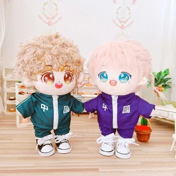 20cm Papusa de Plus haine China Violet și Verde Sacou Pantaloni de 20cm Anime Kawaii Jucării de Pluș uniformă școlară haine accesorii