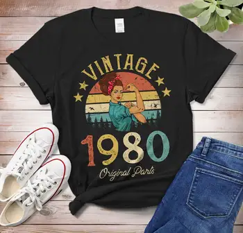 Vintage 1980, T-Shirt-a Făcut în ziua de ani Cadou 42th ziua de naștere ideea tricou Clasic Bumbac Amuzant Scrisoare Maneca Scurta Top Tees