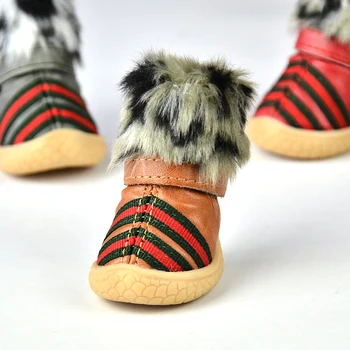 Nou stil leopard print decorativ cu dungi de companie pantofi de iarnă pantofi caine LWD-S070