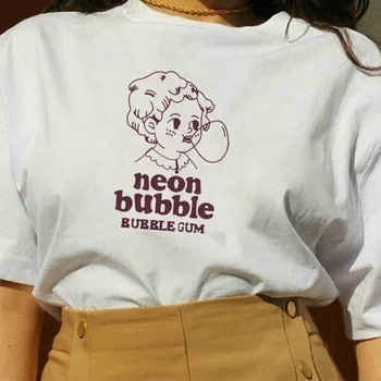 Fashionshow-RD Neon Bubble Scrisoare de Imprimare Femeie T-shirt Harajuku T-shirt pentru Femei Hip-Hop din Bumbac Tricou Tricou Femme de Sus