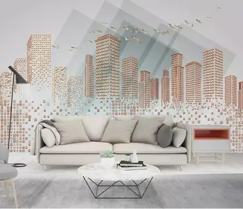 Bacal Personalizat tapet 3d pătrat geometrice 3d stereo oraș pasăre de fundal de perete papel de parede 3d tapet parchet murală