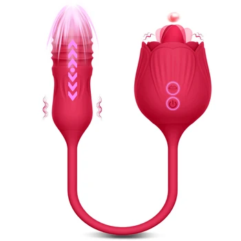 Rose Jucarii Sexuale Penis Artificial Impingandu-Vibrator Pentru Femei Pulovere Clitorisul Fraier Stimulator Limba Lins Adulți Bunuri Supt Produse