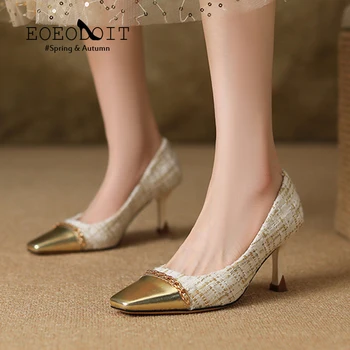 EOEODOIT 7cm Moda, Pantofi cu Toc Femei Eleganta Mozaic Pompe 2023 Primăvară mai Nou Partid de Nunta Tocuri de 7 cm