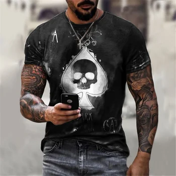 2022 Nouă Tendință de Moda Bărbați Craniu 3d de Imprimare T-shirt de Vară în Stil Hip-hop cu Maneci Scurte T-shirt Drăguț Moda Streetwear