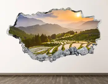 Câmpurile de orez Perete Decal - Japonia 3D Oraș Distrus de Arta de Perete Autocolant Decor Camera pentru Copii Vinil Acasă Poster Cadou Personalizat KD733