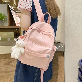 Noul Mini culoare solidă Fata Rucsac Japonez Harajuku Stil Kawaii Doamnelor Nylon Backpack Scolarita Drăguț Mic Ghiozdan Mochila