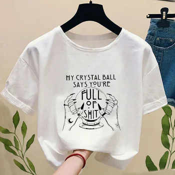 Amuzante Femei Harajuku Tricouri Tricou Alb ' 90 Moda Topuri Bila Mea de Cristal Spune ca Esti Plin de Gotic T-shirt