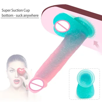 Sexy Colorat Cerul Înstelat Simulare Penis Butt Plug Ventuza Din Silicon Moale Penis Artificial Sex Feminin Aparat De Masturbare Dispozitiv