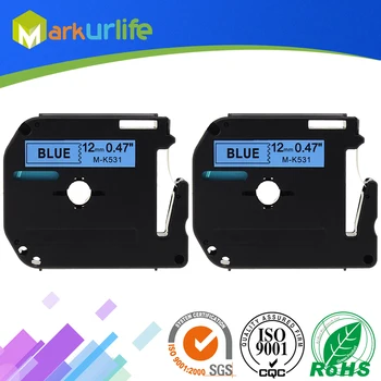 2 BUC/Lot M-K531 MK531 Negru pe Albastru Caseta Etichetă Compatibil pentru Brother P touch imprimanta PT100 PT65 PT85 12mm (1/2