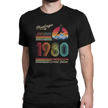 Men ' s T-Shirt de Epocă 1980 Ediție Limitată Amuzant din Bumbac 100% Tricouri Maneca Scurta Născut În 1980 Tricouri Crewneck Haine Idee de Cadou