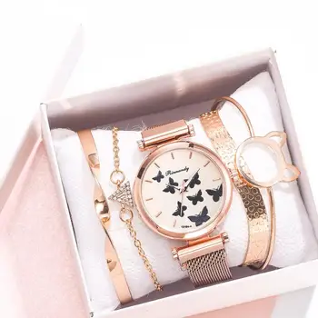 5PCS Ceas Cu Bratara de Lux pentru Femei Ceas de mână Moda Brățară Doamnelor Rochie Ceas de mână Elegante Ceas Cadou Relogio