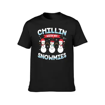 Barbati Tricou Chillin Cu omul Meu de Zăpadă Minunat Tricouri Snowmies de Craciun Originale Tricou 3XL 4XL 5XL Tees