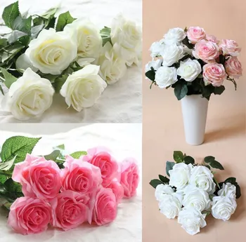 vinde fierbinte Artificiale de Trandafir Flori de Mătase Frunze de Acasă Petrecerea de Nunta Decor de Mireasa Buchet Floral S