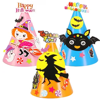 Petrecere de Halloween Drăguț Roz Vrăjitoare Fată Con Palarie Dovleac 3D Bat Paianjen Palarie Subliniat Pălărie de Hârtie Fericit Ziua de naștere Petrecere de Halloween Cadouri