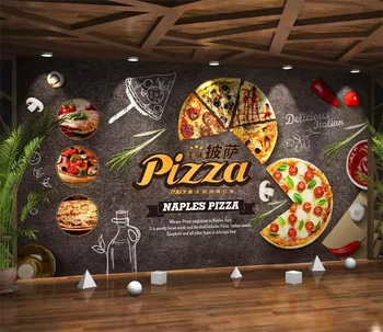 Personaliza Orice Dimensiune Atmosferă Creativă Alimente Desene animate Pizza Murală Tapet Cafe Restaurant de Fundal Decorativ Mural Hârtie 3d