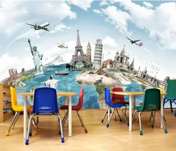 Bacal Tapet Personalizat Acasă Decor Mural Excursii în jurul Blue world Travel Fondul Camera de zi Dormitor Murale 3D tapet