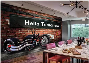 3d tapet personalizat fotografie Retro zid de cărămidă mecanic de motociclete bar cafenea decor 3d picturi murale tapet pentru camera de zi